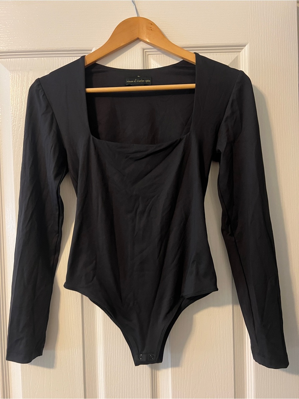 House of Harlow 1960 Black Square Neck Long-Sleeve Bodysuit